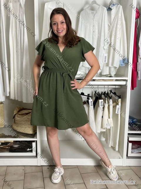 Šaty krátke letné krátky rukáv dámske (S/M/L ONE SIZE) TALIANSKA MÓDA IMD250003