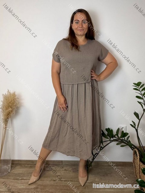 Šaty dlhé so svetříkem krátky rukáv dámske nadrozmer (44/46/48 ONE SIZE) TALIANSKA MÓDA IMC26207/DUR