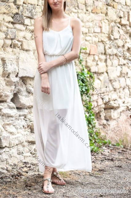 Šaty dlhé letné šifónové na ramienka dámske (S / M ONE SIZE) TALIANSKÁ MÓDA IM421913 / DR