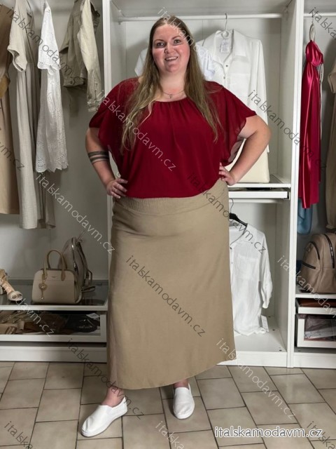 Blúzka tunika krátky rukáv dámska nadrozmer (2XL/3XL) TALIANSKA MÓDA IMD23343/DUR vínová 2XL/3XL