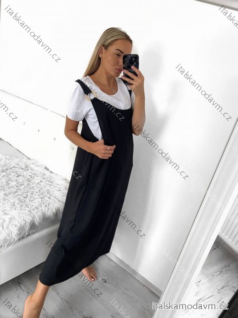 Šaty na ramínka tričko krátký rukáv dámské nadrozměr (48/50 ONE SIZE) ITALSKÁ MÓDA IM424037BIG