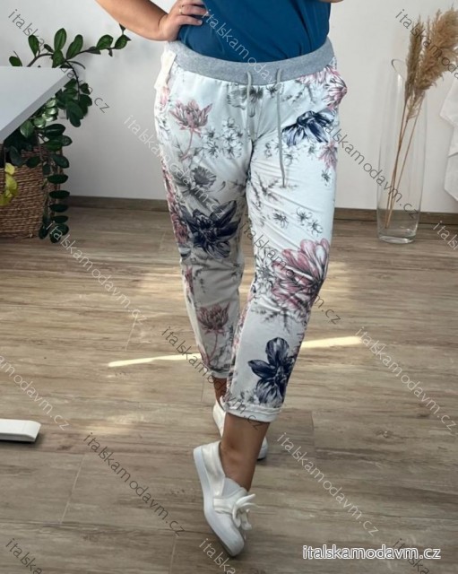 Tepláky elegantné dámske vzorované nadrozměr (52/54) TALIANSKA MODA IM424394