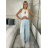 Kalhoty dlouhé letní dámské ALAIA (S/M/L ONE SIZE) ITALSKÁ MÓDA IM425299/DUR tm. modrá S/M/L