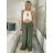 Kalhoty dlouhé letní dámské ALAIA (S/M/L ONE SIZE) ITALSKÁ MÓDA IM425299/DUR tm. modrá S/M/L