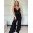 Kalhoty dlouhé letní dámské ALAIA (S/M/L ONE SIZE) ITALSKÁ MÓDA IM425299/DUR tm. modrá S/M/L