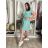 Šaty krátké letní krátký rukáv dámské (S/M/L ONE SIZE) ITALSKÁ MÓDA IMD250003/DUR mintová S/M/L
