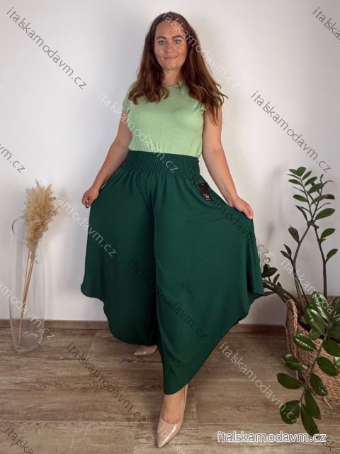 Nohavice letné háremky dlhé dámske nadrozměr TAMARA (48/50/52 ONE SIZE) TALIANSKA MÓDA IMC2600012/DUR smaragdová 48/50/52