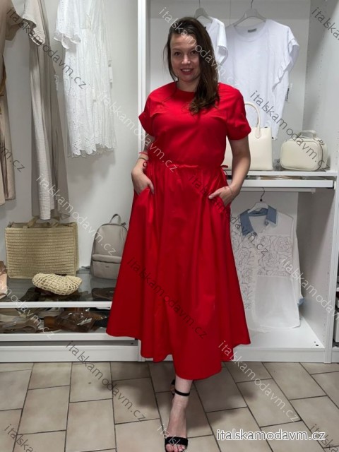 Šaty letní elegantní krátký rukáv dámske (S/M/L ONE SIZE) TALIANSKA MÓDA IM526023156