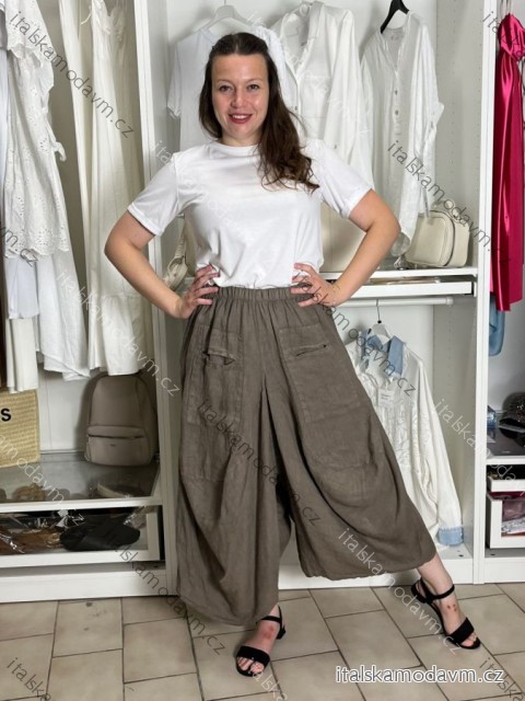 Nohavice letní lněné dámske (S/M/L ONE SIZE) TALIANSKA MÓDA IMSM265059