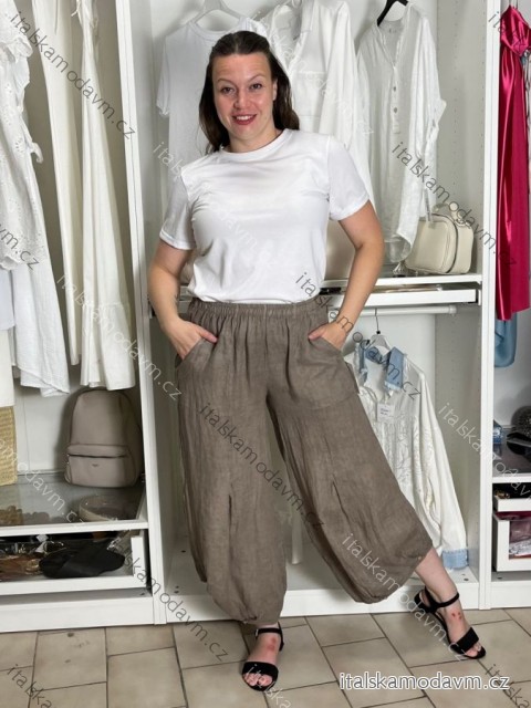 Nohavice letní lněné dámske (S/M/L ONE SIZE) TALIANSKA MÓDA IMSM265060