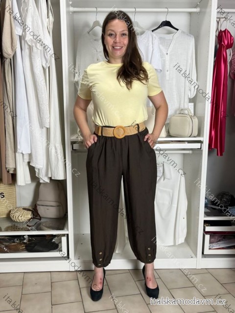 Kalhoty letní s páskem dámské (S/M/L ONE SIZE) ITALSKÁ MÓDA IM4260013564