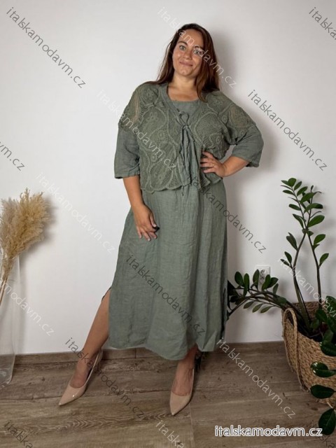 Letní komplet šaty letní a cardigan dámské nadrozměr (48/50/52ONE SIZE) TALIANSKA MÓDA  IMSM26232535