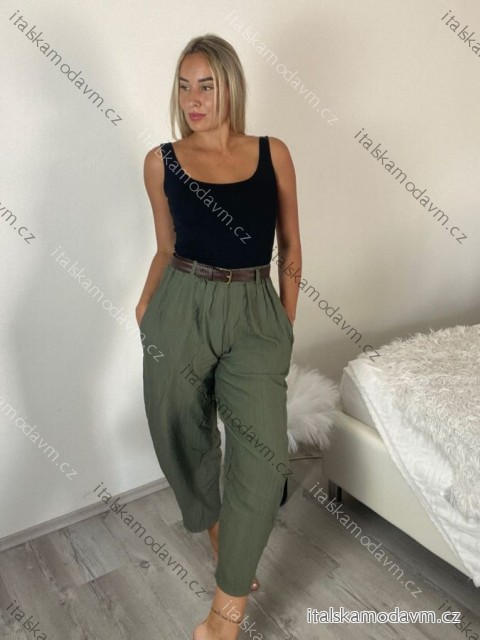 Kalhoty letní s páskem dámské ROMI  (S/M/L ONE SIZE) ITALSKÁ MÓDA IM4260013565