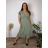 Šaty dlouhé elegantní letní krátký rukáv dámské BLANA (M/L/XL  ONE SIZE) ITALSKÁ MÓDA IMD25115/DR M/L/XL khaki