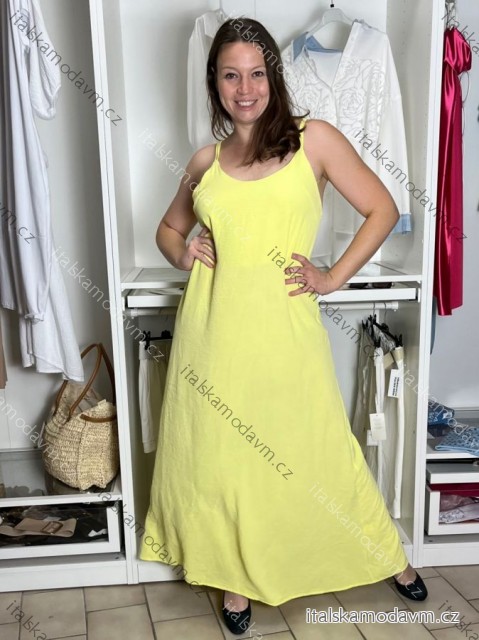 Šaty dlhé letné na ramienka dámske NATALI  (S/M ONE SIZE) TALIANSKA MÓDA IMM2658098/DUR S/M/L žlutá
