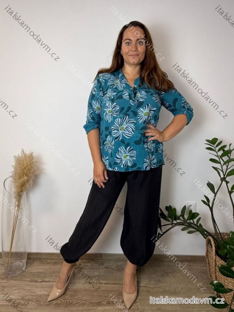 Košilová tunika 3/4 krátký rukáv dámská nadrozměr  (42/44/46) ITALSKá MODA IMSM2632564/DUR
