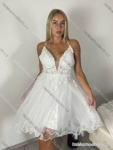 Šaty krátké svatební společenské na ramínka dámské (S/M ONE SIZE) ITALSKÁ MÓDA IMM23M50176B/DUR