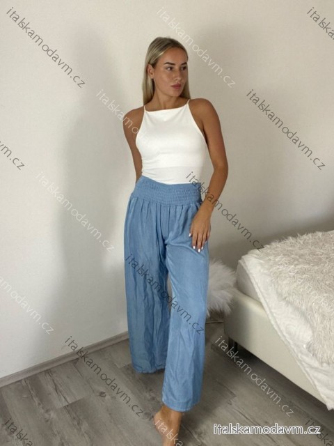 Kalhoty dlouhé letní dámské (S/M/L ONE SIZE) ITALSKÁ MÓDA IMD25144/DUR S/M/L světle modrá