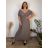 Šaty dlhé elegantný letný krátky rukáv dámske nadrozmer ASTRA (42/44/46 ONE SIZE) TALIANSKA MÓDA IM425422/DUR khaki 42/44/46