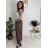 Nohavice elegantné oversize s opaskom dámske (S/M/L ONE SIZE) TALIANSKA MÓDA IM426001515 tmavo hnedá S/M/L