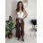 Nohavice elegantné oversize s opaskom dámske (S/M/L ONE SIZE) TALIANSKA MÓDA IM426001515 tmavo hnedá S/M/L