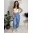 Kalhoty riflové tříčtvrteční 3/4 krátké dámské (S/M/L ONE SIZE) ITALSKÁ MÓDA IMD26017