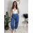Nohavice riflové trojštvrťové 3/4 krátke dámske (S/M/L ONE SIZE) TALIANSKA MÓDA IMD26017/DUR tmavo modrá S/M/L