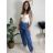 Nohavice riflové trojštvrťové 3/4 krátke dámske (S/M/L ONE SIZE) TALIANSKA MÓDA IMD26017/DUR tmavo modrá S/M/L