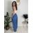 Nohavice riflové trojštvrťové 3/4 krátke dámske (S/M/L ONE SIZE) TALIANSKA MÓDA IMD26017/DUR tmavo modrá S/M/L