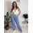Nohavice riflové trojštvrťové 3/4 krátke dámske (S/M/L ONE SIZE) TALIANSKA MÓDA IMD26017/DUR tmavo modrá S/M/L