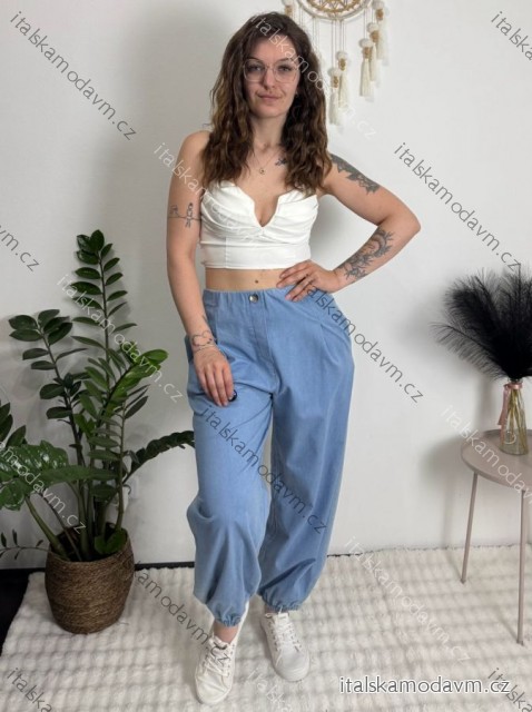 Nohavice riflové trojštvrťové 3/4 krátke dámske (S/M/L ONE SIZE) TALIANSKA MÓDA IMD26017/DUR