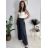 Kalhoty dlouhé letní dámské ALAIA (S/M/L ONE SIZE) ITALSKÁ MÓDA IM425299/DUR tm. modrá S/M/L