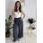 Kalhoty dlouhé letní dámské ALAIA (S/M/L ONE SIZE) ITALSKÁ MÓDA IM425299/DUR tm. modrá S/M/L