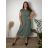 Šaty košilové lněné krátky rukáv dámske nadrozmer LUISA (44/46/48 ONE SIZE) TALIANSKA MÓDA IMSM2600010/DUR 44/46/48 zelená khaki