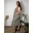 Šaty košilové lněné krátky rukáv dámske nadrozmer LUISA (44/46/48 ONE SIZE) TALIANSKA MÓDA IMSM2600010/DUR 44/46/48 zelená khaki