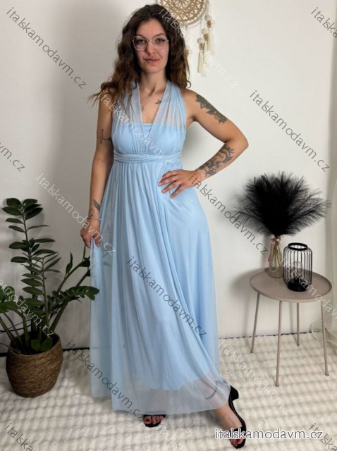 Šaty společenské dlhé dámske JULY (S/M/L ONE SIZE) TALIANSKA MÓDA IMWTM260001/DUR světle modrá S/M/L
