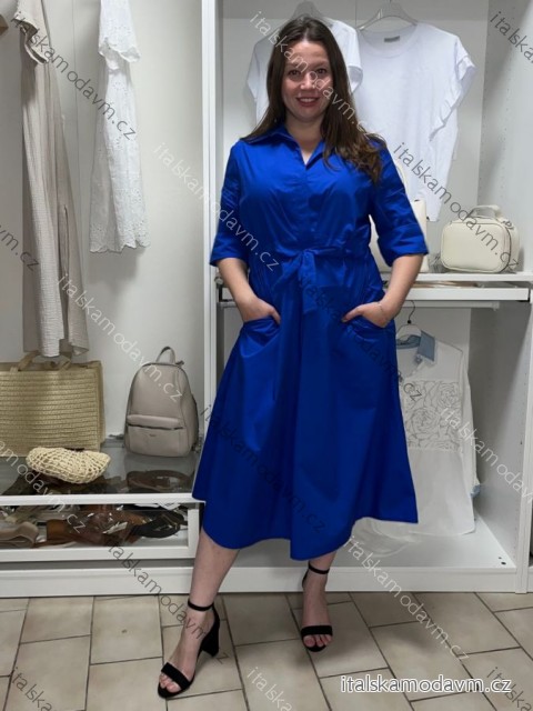 Šaty košilové klasik 3/4 dlhý rukáv dámske OLIVIE  (M/L/XL ONE SIZE) TALIANSKA MÓDA IM525058/DUR kr. modrá M/L/XL