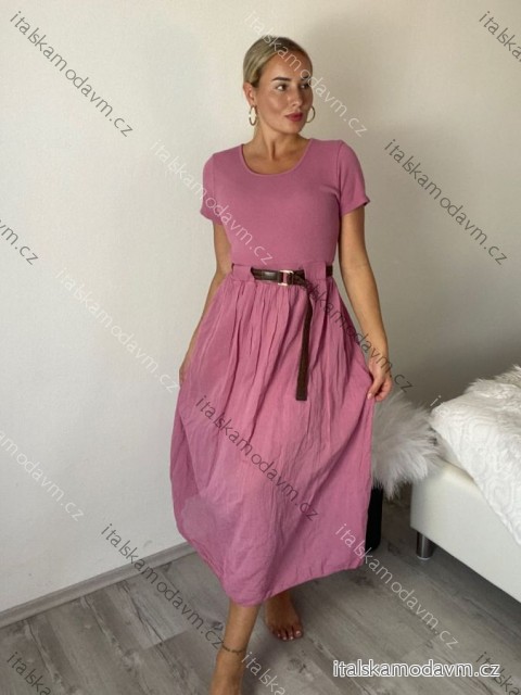 Šaty voľnočasové letné krátky rukáv dámske (S/M/L ONE SIZE) TALIANSKA MÓDA IMSM26301