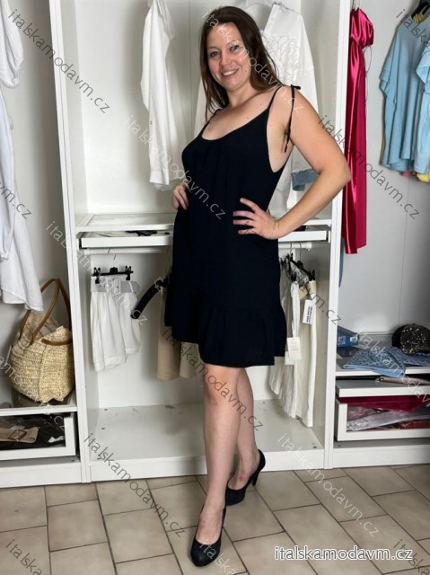Šaty krátke letné mušelínové na ramienka dámske (S/M/L ONE SIZE) TALIANSKA MÓDA IMD26000237/DUR