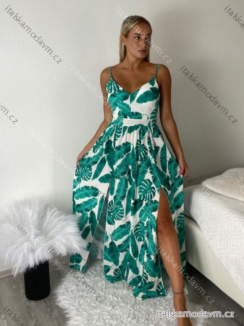Šaty dlouhé letní na ramínka dámske (S/M/L ONE SIZE) TALIANSKA MÓDA IMPMNC266117/DUR S/M/L zelená
