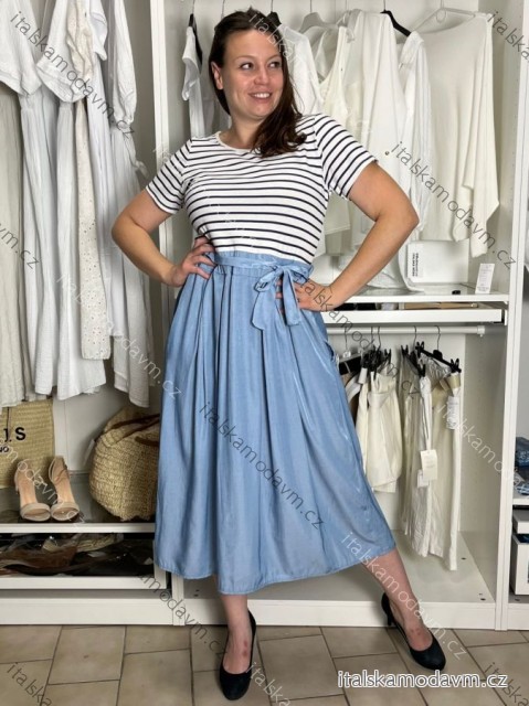 Šaty volnočasové krátký rukáv dámské ZAIRA (S/M/L ONE SIZE) ITALSKÁ MÓDA IMSM26000247/DUR S/M/L světle modrá