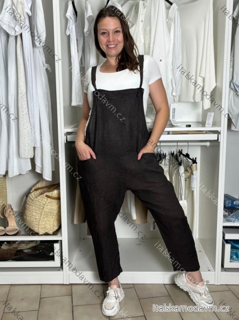 Kalhoty s laclem letní lněné dámské KORA (S/M/L ONE SIZE) TALIANSKA MÓDA IMSM26000202/DUR