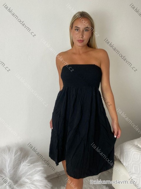 Šaty letní na ramínka dámské (S/M/L ONE SIZE) ITALSKÁ MÓDA IMPMNC265659/DUR S/M/L Černá