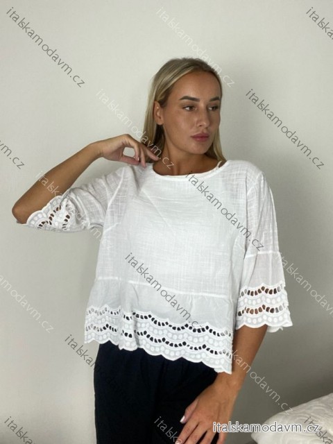 Tunika letní krátky rukáv dámska (S/M/L ONE SIZE) TALIANSKA MÓDA IMPMNC261292/DUR S/M/L biela