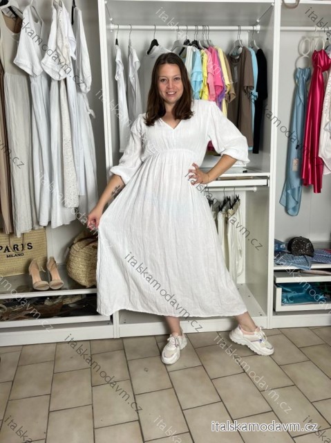Šaty voľnočasové letný mušelín 3/4 dlhý rukáv dámske (S/M/L ONE SIZE) TALIANSKA MÓDA IM425495/DUR