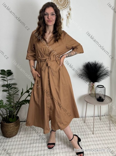 Šaty košeľové klasik 3/4 dlhý rukáv dámske OLIVIE (M/L/XL ONE SIZE) TALIANSKA MÓDA IMPSS268140