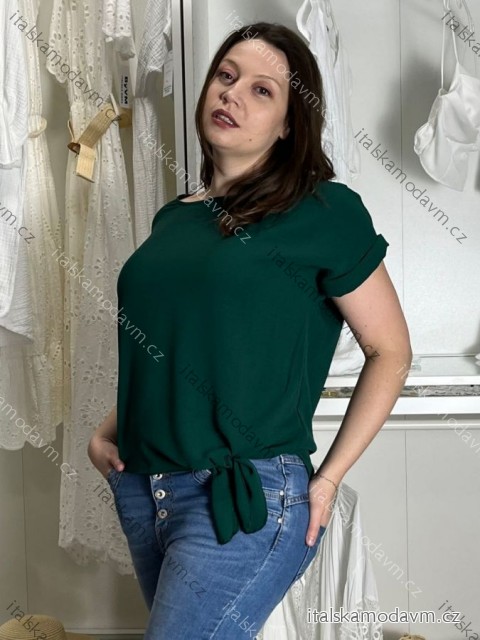 Tunika oversize s uzlem krátký rukáv dámská (S/M/L ONE SIZE) ITALSKÁ MÓDA IM425280/DU S/M/L petrolejová