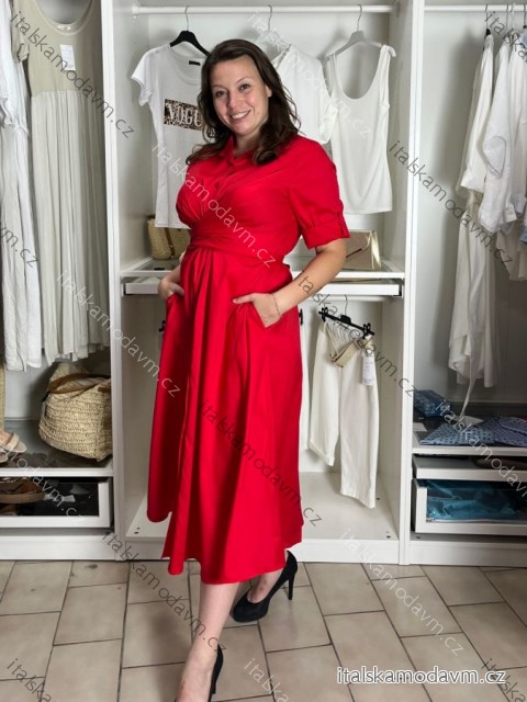 Šaty dlhé košilové 3/4 dlouhý rukáv dámske (S/M/L ONE SIZE) TALIANSKA MÓDA IMSM2600018/DUR