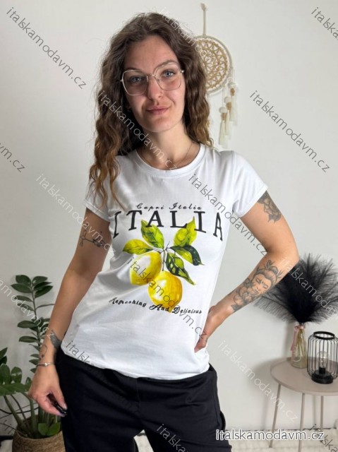 Tričko krátký rukáv dámské (S/M ONE SIZE) ITALSKÁ MÓDA IMM23BR2415-11/DUR bílá S/M/L