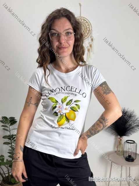 Tričko krátký rukáv dámské (S/M ONE SIZE) ITALSKÁ MÓDA IMM23BR2415-12/DUR bílá S/M/L